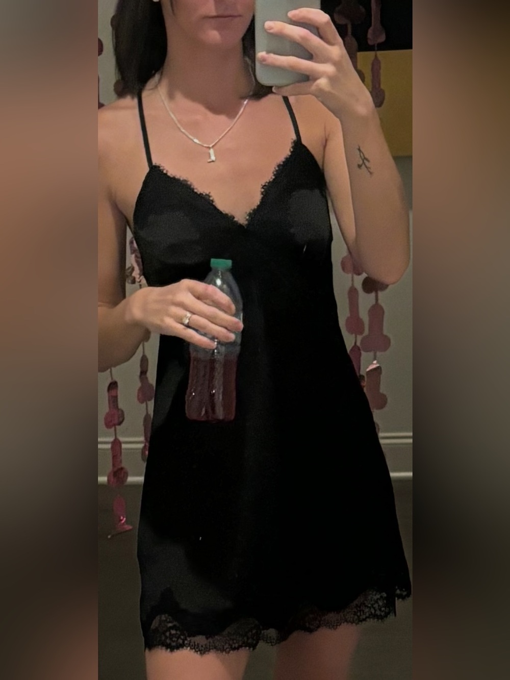 Black Lace Trim Slip Dress - Women's Intimates